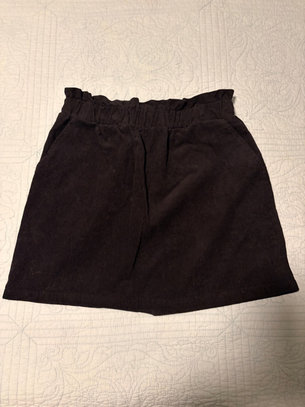 Copper Key Black Corduroy Mini Skirt with POCKETS